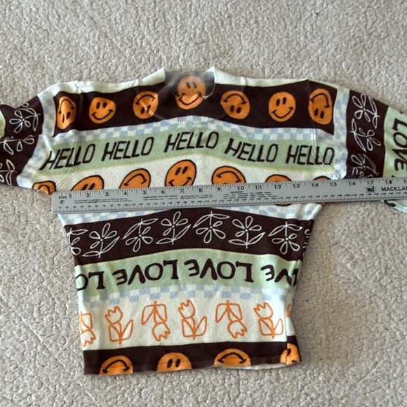 PacSun Brown and Cream Graphic Turtleneck Sweater Small - Picture 6 of 8